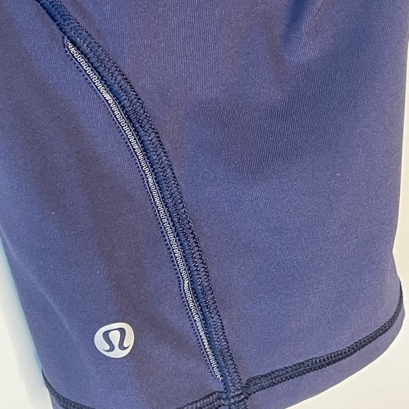 Lululemon Quick Feet Crop Leggings Navy Purple Mid Rise Pocket Logo Legging - Picture 8 of 8